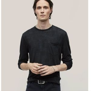 John Varvatos Atkins Officer Blue Shirt Tee- Long Sleeve M